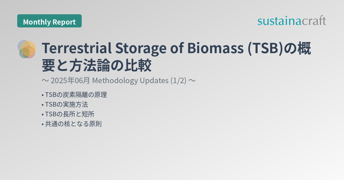 Terrestrial Storage of Biomass (TSB)の概要と方法論の比較