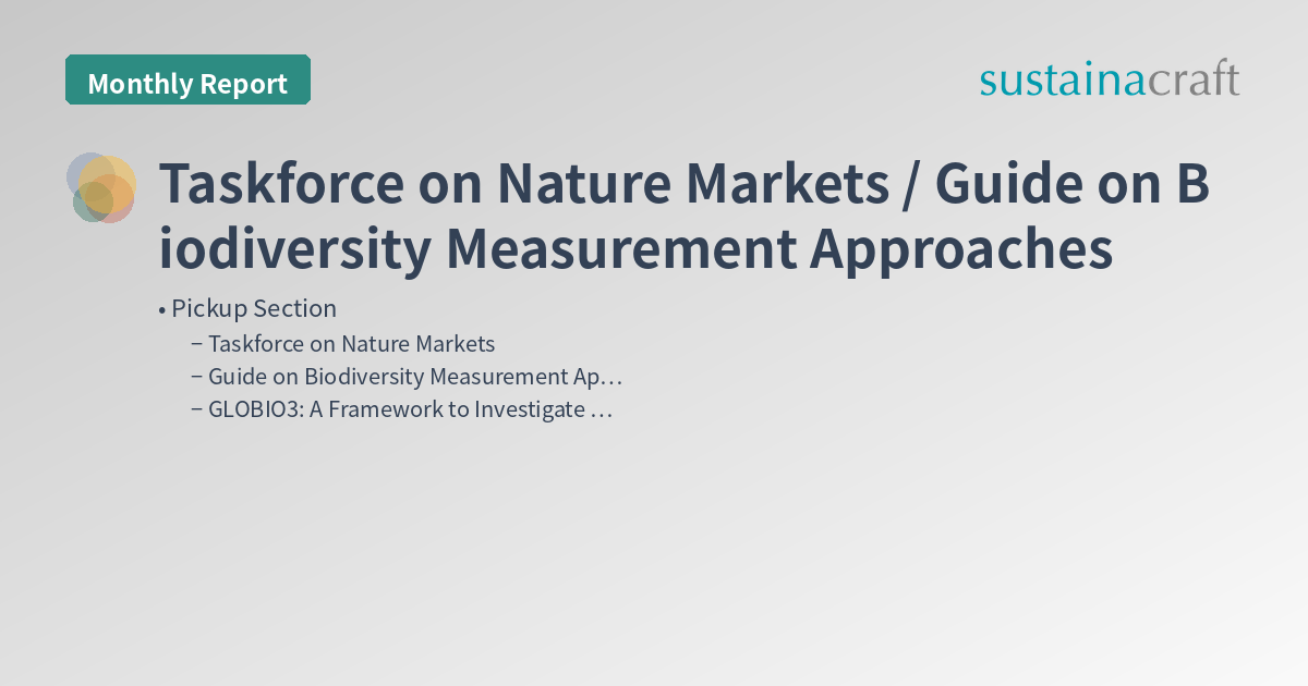 Taskforce on Nature Markets / Guide on Biodiversity Measurement Approaches