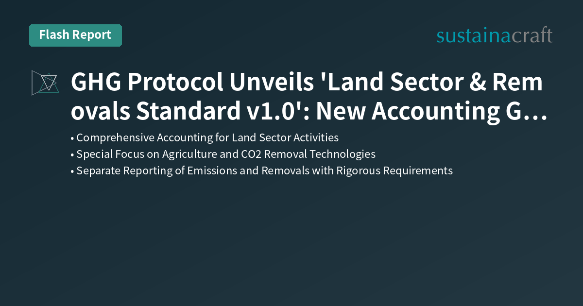 GHG Protocol Unveils 'Land Sector & Removals Standard v1.0': New Accounting Guidance for Agriculture and CO2 Removal