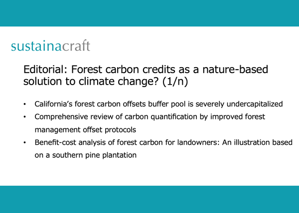 （論文紹介）Editorial: Forest carbon credits as a nature-based solution to climate change? (1/n)