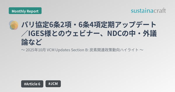 パリ協定6条2項・6条4項定期アップデート／IGES様とのウェビナー、NDCの中・外議論など