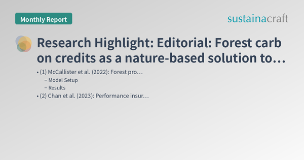 Research Highlight: Editorial: Forest carbon credits as a nature-based solution to climate change? (Part 2)